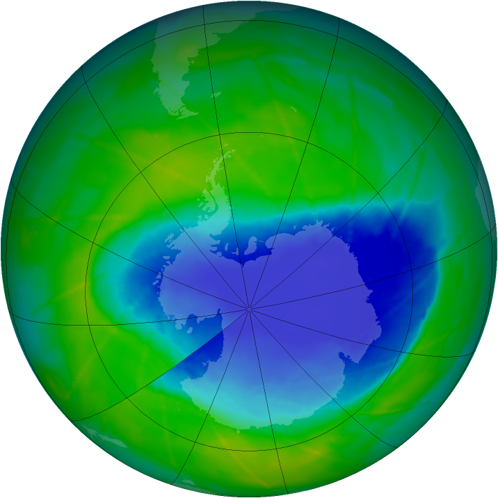 Antarctic ozone map for 25 November 2010